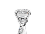 White gold Radiant Cut Twist Band Solitaire Diamond Ring with Pavé Setting_43