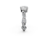 White gold Radiant Cut Twisted Pavé Band Solitaire Ring with Four-Prong Setting_110