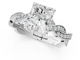 White gold Radiant Cut Twisted Pavé Band Solitaire Ring with Four-Prong Setting_113