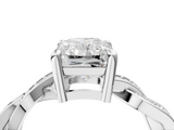 White gold Radiant Cut Twisted Pavé Band Solitaire Ring with Four-Prong Setting_116