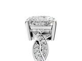 White gold Radiant Cut Twisted Pavé Band Solitaire Ring with Four-Prong Setting_117