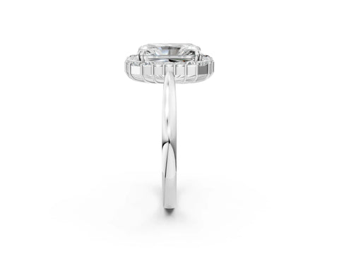 White gold Radiant Diamond Baguette Halo Engagement Ring_2