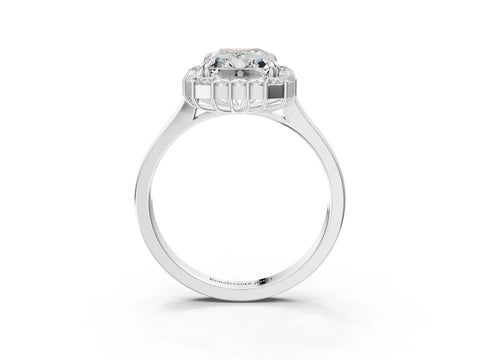 White gold Radiant Diamond Baguette Halo Engagement Ring_3