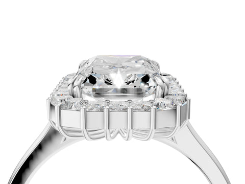 White gold Radiant Diamond Baguette Halo Engagement Ring_4