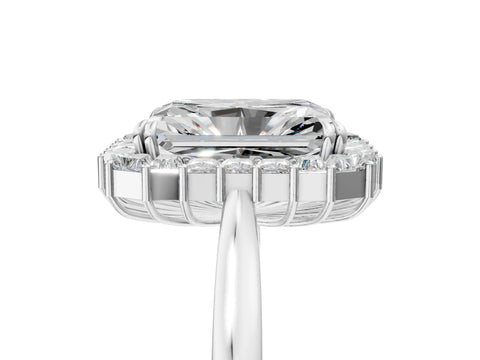 White gold Radiant Diamond Baguette Halo Engagement Ring_5