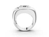 White gold Radiant Diamond Bezel Set Mens Ring_3