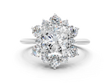 White gold Radiant Diamond Cluster Halo Ring with Solitaire Band and Four-Prong Setting_20