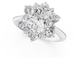 White gold Radiant Diamond Cluster Halo Ring with Solitaire Band and Four-Prong Setting_21