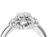 White gold Radiant Diamond Cluster Halo Ring with Solitaire Band and Four-Prong Setting_24