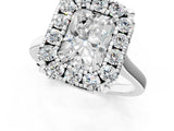 White gold Radiant Diamond Cluster Halo Solitaire with Four-Prong Setting_77