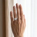 White gold Radiant Diamond Cluster Leaf Design Ring with Prong Setting_13