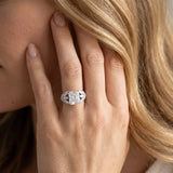White gold Radiant Diamond Cluster Leaf Design Ring with Prong Setting_15