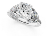 White gold Radiant Diamond Cluster Leaf Design Ring with Prong Setting_91