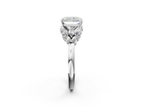 White gold Radiant Diamond Cluster Leaf Design Ring with Prong Setting_91
