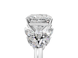 White gold Radiant Diamond Cluster Leaf Design Ring with Prong Setting_94