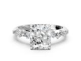 White gold Radiant Diamond Cluster Prong-Set Solitaire Ring_55
