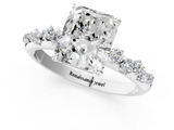 White gold Radiant Diamond Cluster Prong-Set Solitaire Ring_56
