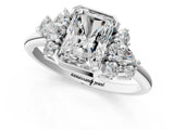 White gold Radiant Diamond Engagement Ring with Pear and Round Side Stones_1