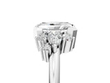 White gold Radiant Diamond Engagement Ring with Pear and Round Side Stones_5