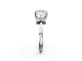 White gold Radiant Diamond Floral Cluster Ring with Solitaire Band and Prong Setting_57