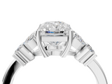 White gold Radiant Diamond Floral Cluster Ring with Solitaire Band and Prong Setting_59