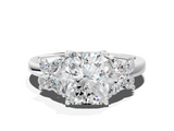 White gold Radiant Diamond Floral Cluster Ring with Solitaire Band and Prong Setting_70