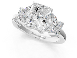 White gold Radiant Diamond Floral Cluster Ring with Solitaire Band and Prong Setting_76
