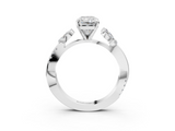 White gold Radiant Diamond Floral Vine Solitaire Engagement Ring_39