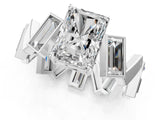 White gold Radiant Diamond Geometric Side Stone Engagement Ring_1