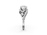 White gold Radiant Diamond Halo Ring with Marquise and Pavé Band in Prong Setting_113