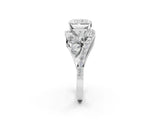 White gold Radiant Diamond Halo Ring with Marquise and Pavé Band in Prong Setting_15