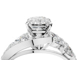 White gold Radiant Diamond Halo Ring with Marquise and Pavé Band in Prong Setting_17