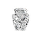 White gold Radiant Diamond Halo Ring with Marquise and Pavé Band in Prong Setting_18