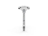 White gold Radiant Diamond Halo Ring with Milgrain Frame and Pavé Band 2
