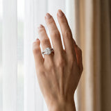White gold Radiant Diamond Halo Ring with Split Shank Pavé Band and Four-Prong Setting_18