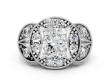 White gold Radiant Diamond Milgrain Marquise Filigree Engagement Ring with Prong Setting_6
