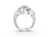 White gold Radiant Diamond Milgrain Marquise Filigree Engagement Ring with Prong Setting_9