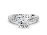 White gold Radiant Diamond Pavé Band Solitaire Ring with Four-Prong Setting_49