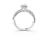 White gold Radiant Diamond Pavé Band Solitaire Ring with Four-Prong Setting_50