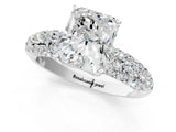 White gold Radiant Diamond Pavé Band Solitaire Ring with Four-Prong Setting_50