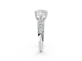 White gold Radiant Diamond Pavé Band Solitaire Ring with Four-Prong Setting_51