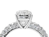 White gold Radiant Diamond Pavé Band Solitaire Ring with Four-Prong Setting_53