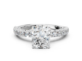 White gold Radiant Diamond Pavé Band Solitaire Ring with Four-Prong Setting_90