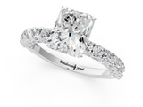 White gold Radiant Diamond Pavé Band Solitaire Ring with Four-Prong Setting_91