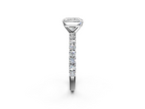 White gold Radiant Diamond Pavé Band Solitaire Ring with Four-Prong Setting_92
