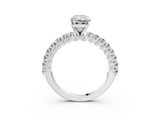 White gold Radiant Diamond Pavé Band Solitaire Ring with Four-Prong Setting_93