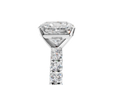 White gold Radiant Diamond Pavé Band Solitaire Ring with Four-Prong Setting_95