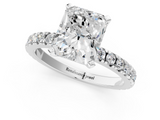 White gold Radiant Diamond Pavé Band Solitaire with Four-Prong Setting_176