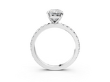 White gold Radiant Diamond Pavé Band Solitaire with Four-Prong Setting_178