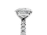 White gold Radiant Diamond Pavé Band Solitaire with Four-Prong Setting_180